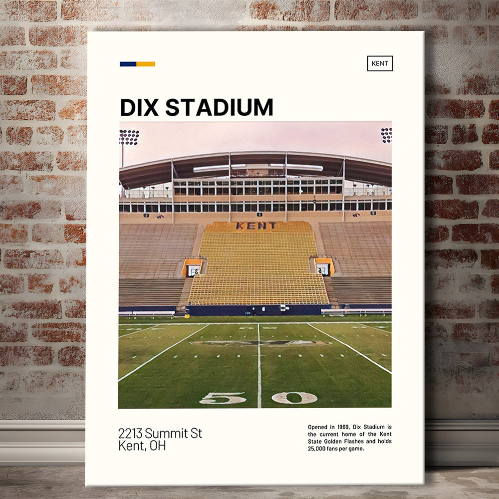 Dix Stadium Print, Kent State Golden Flashes Stadium Canvas Art, Fan Gifts, Sport Art, Canvas Print Wall Art