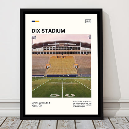 Dix Stadium Print, Kent State Golden Flashes Stadium Canvas Art, Man Cave Gift, Floating Framed Canvas Print Wall Art