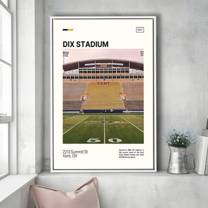 Dix Stadium Print, Kent State Golden Flashes Stadium Canvas Art, Man Cave Gift, Floating Framed Canvas Print Wall Art