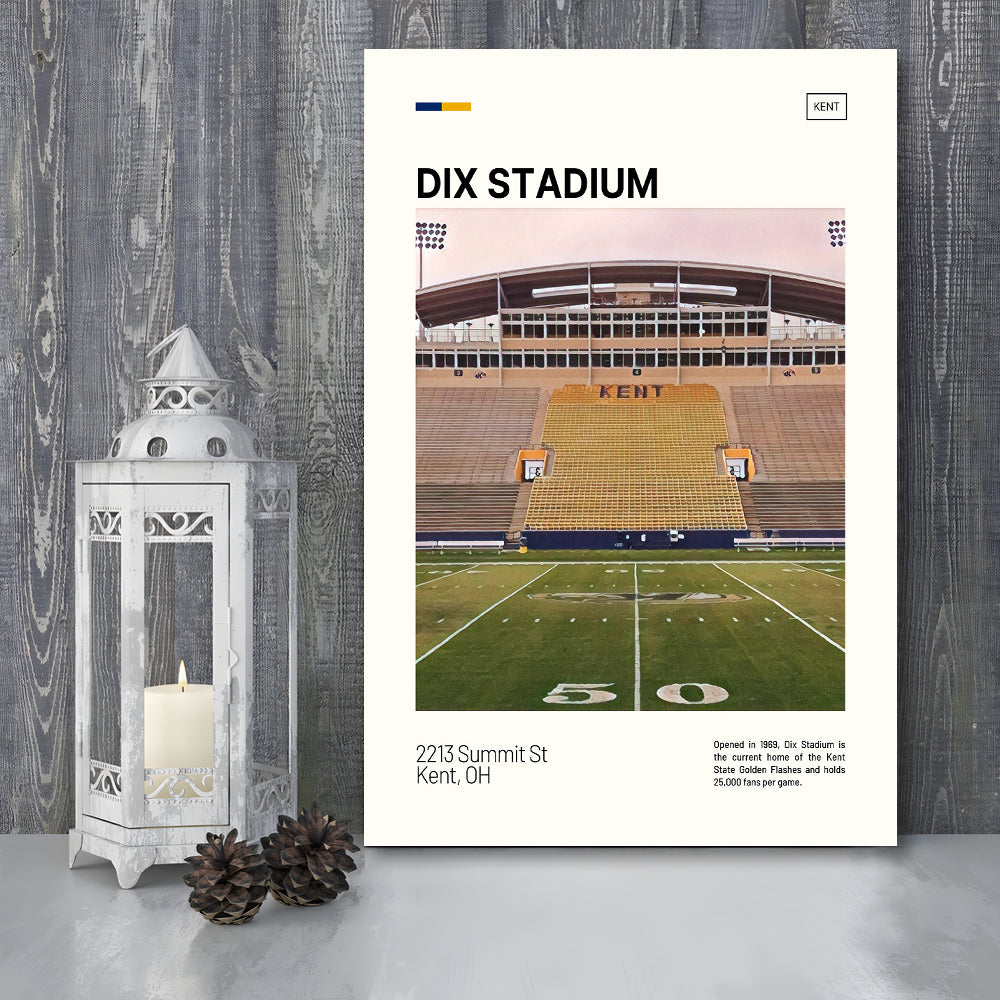 Dix Stadium Print, Kent State Golden Flashes Stadium Canvas Art, Fan Gifts, Sport Art, Canvas Print Wall Art