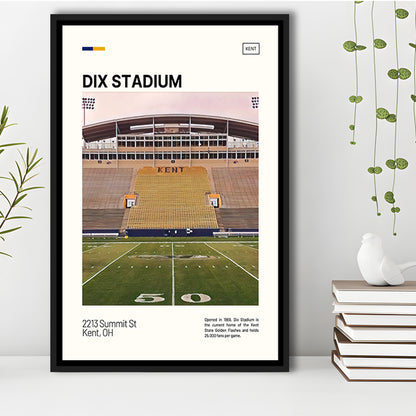 Dix Stadium Print, Kent State Golden Flashes Stadium Canvas Art, Man Cave Gift, Floating Framed Canvas Print Wall Art