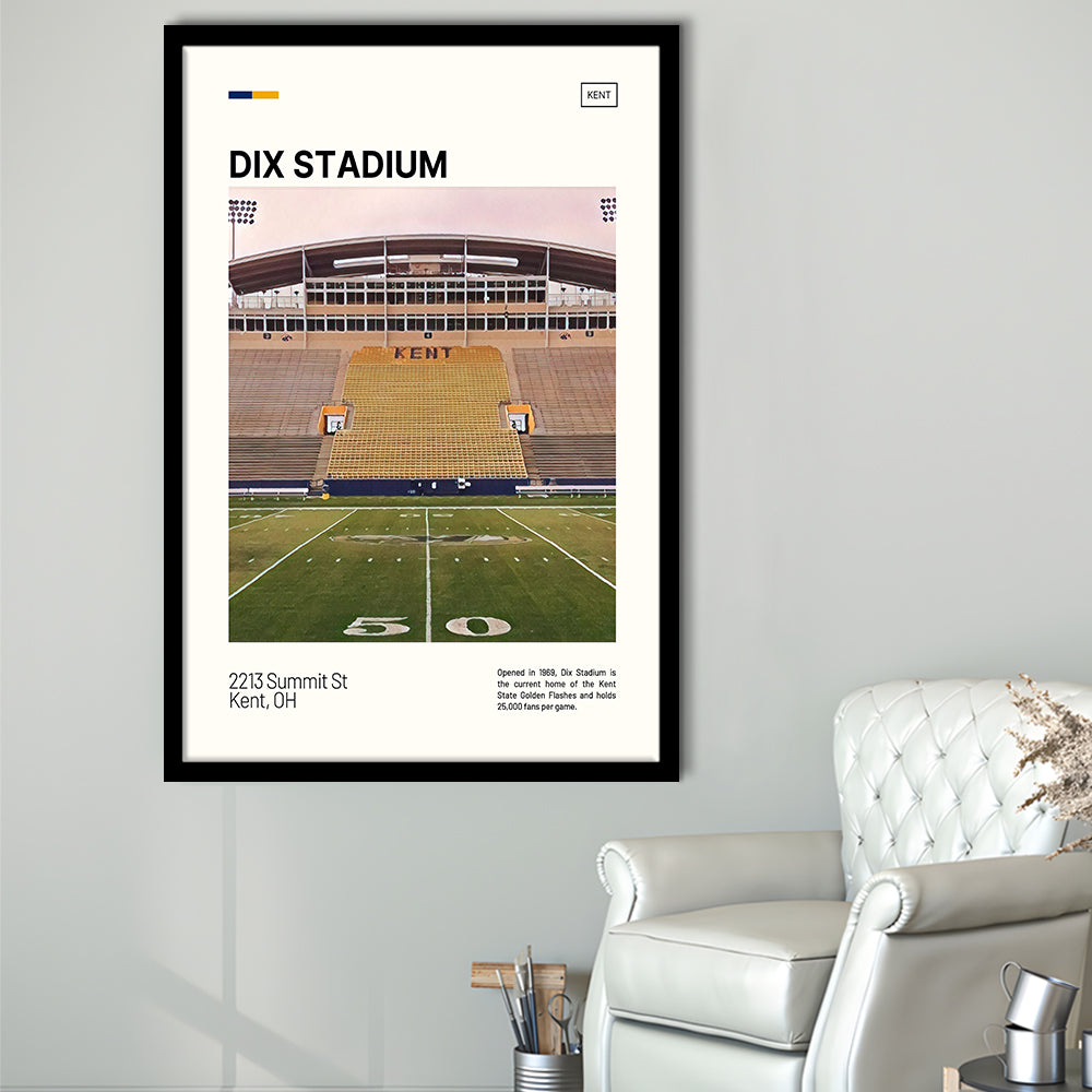 Dix Stadium Print, Kent State Golden Flashes Stadium Art, Gifts for him, Sport Art, Framed Art Print Wall Decor
