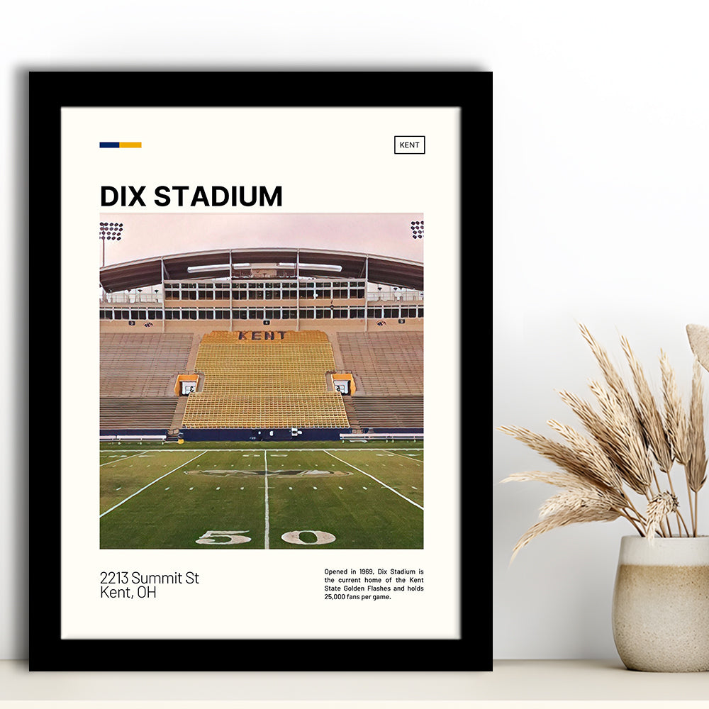 Dix Stadium Print, Kent State Golden Flashes Stadium Art, Gifts for him, Sport Art, Framed Art Print Wall Decor