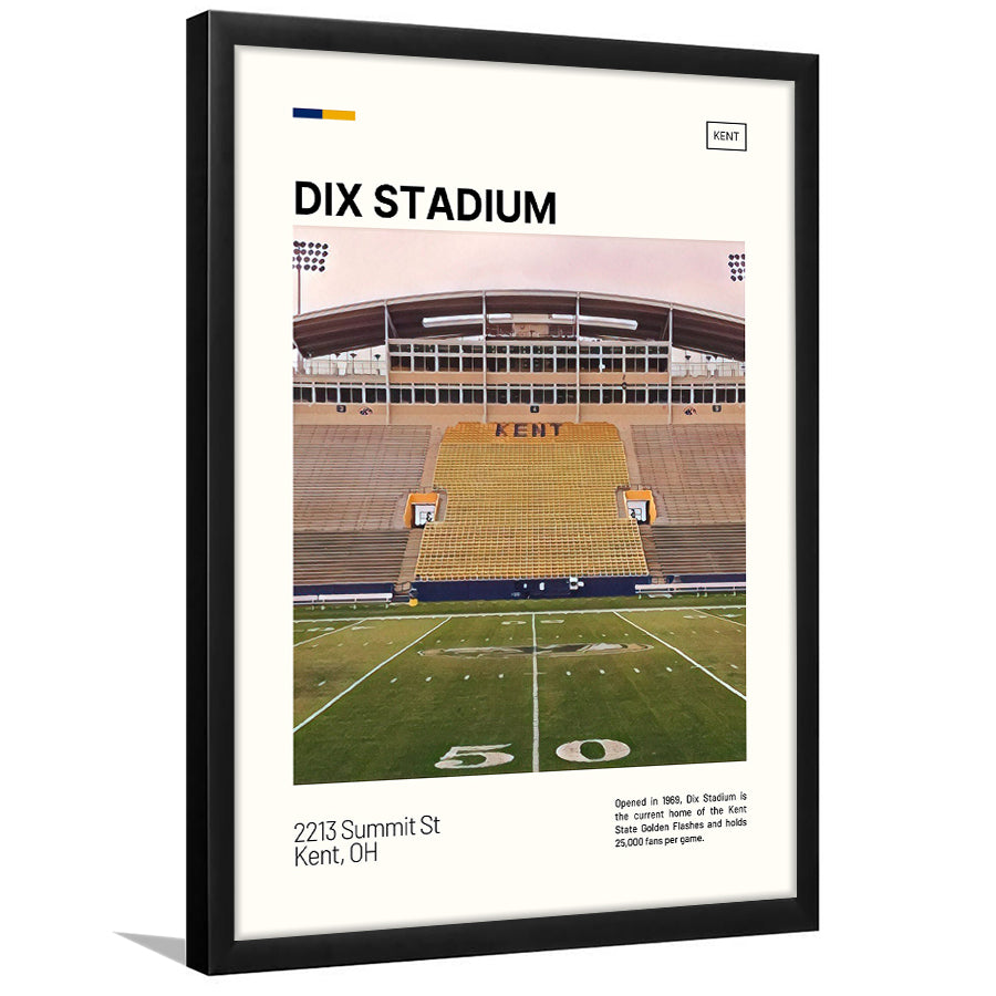 Dix Stadium Print, Kent State Golden Flashes Stadium Art, Gifts for him, Sport Art, Framed Art Print Wall Decor