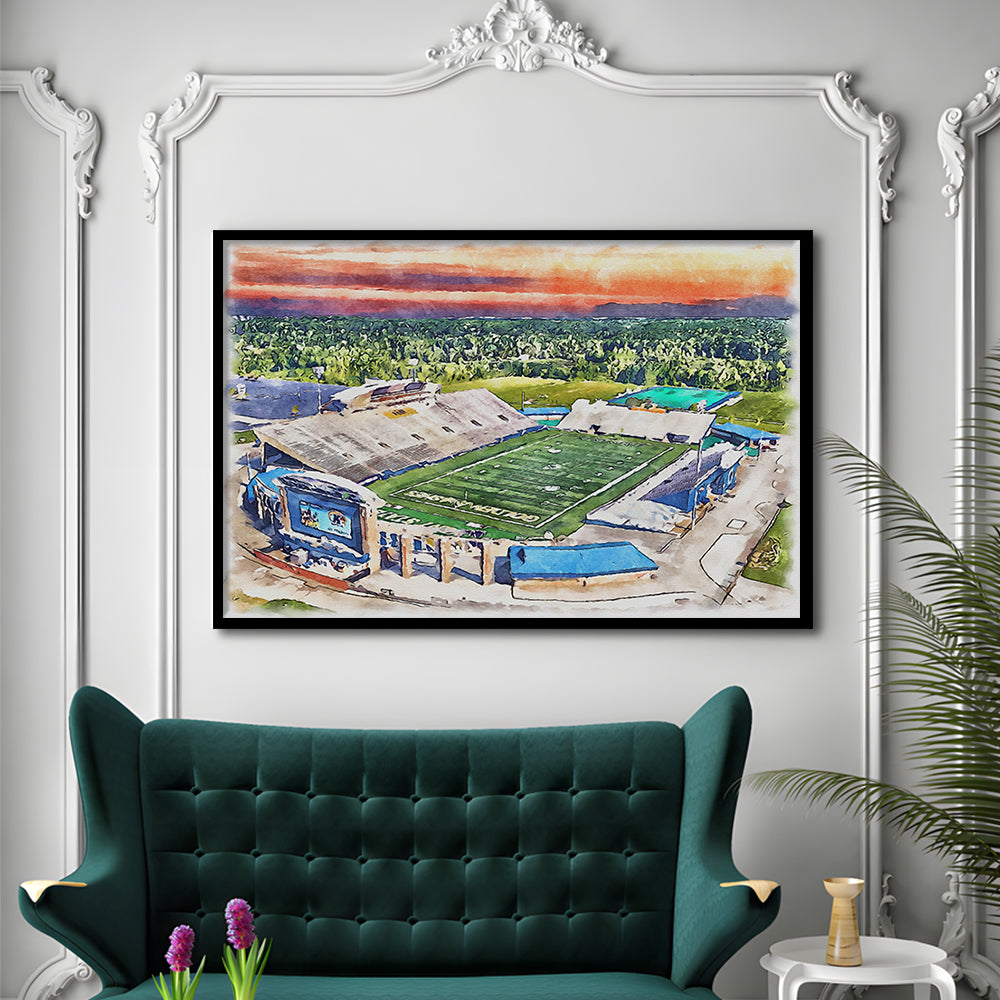 Dix Painting Stadium Watercolor, Kent Ohio Watercolor, Sport Gift Art, Framed Art Print Wall Decor