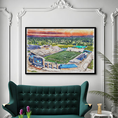 Dix Painting Stadium Watercolor, Kent Ohio Watercolor, Sport Gift Art, Framed Art Print Wall Decor