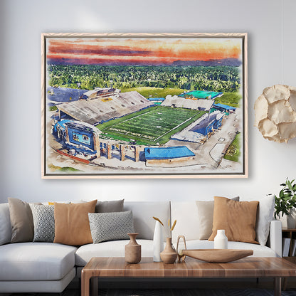 Dix Painting Stadium Watercolor, Kent Ohio Watercolor, Sport Gift Art, Framed Canvas Print Wall Art
