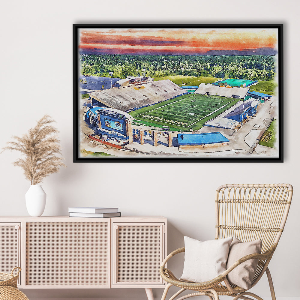 Dix Painting Stadium Watercolor, Kent Ohio Watercolor, Sport Gift Art, Framed Canvas Print Wall Art