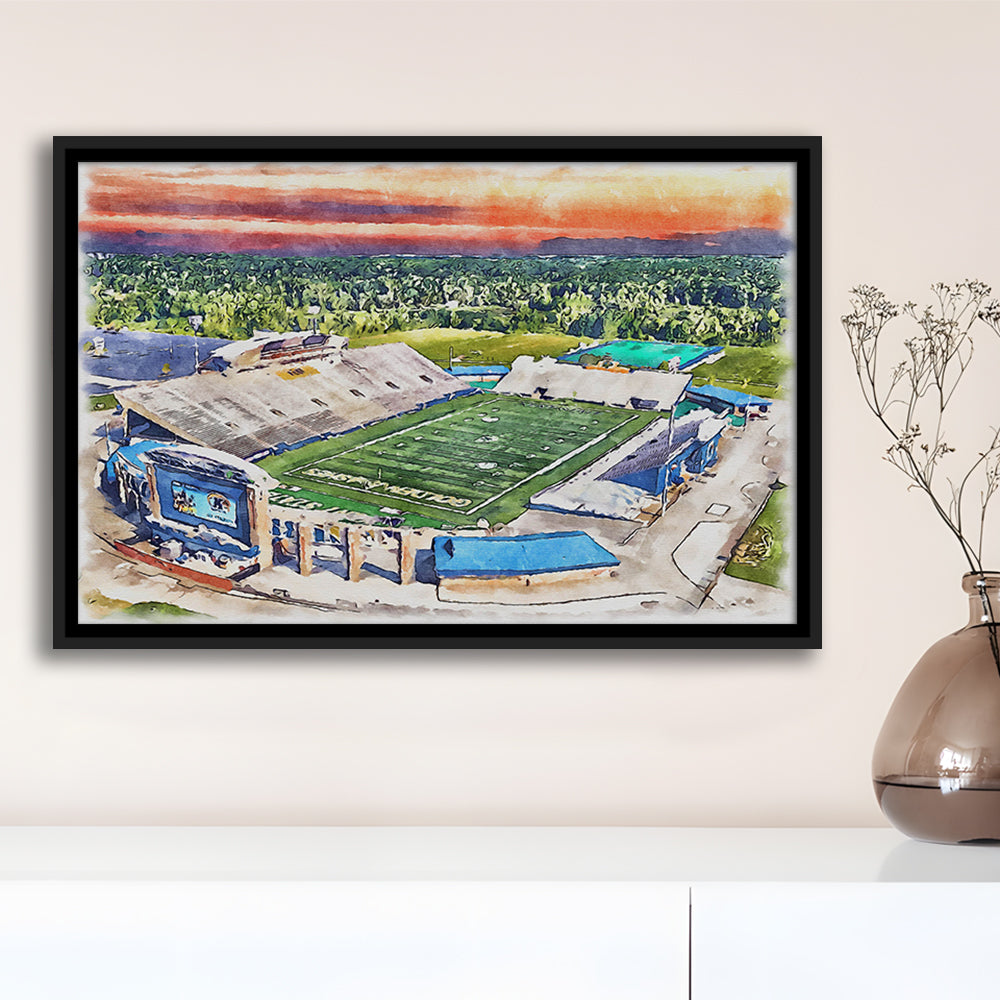 Dix Painting Stadium Watercolor, Kent Ohio Watercolor, Sport Gift Art, Framed Canvas Print Wall Art