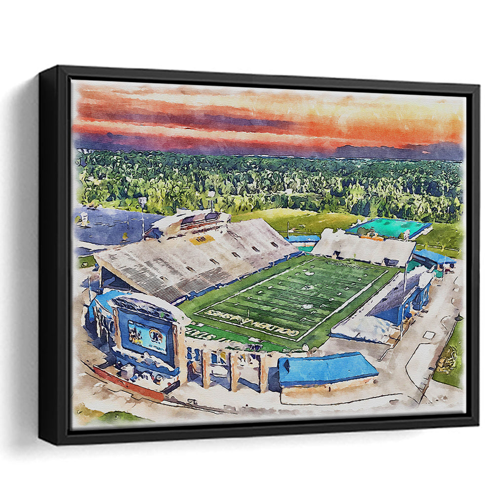 Dix Painting Stadium Watercolor, Kent Ohio Watercolor, Sport Gift Art, Framed Canvas Print Wall Art