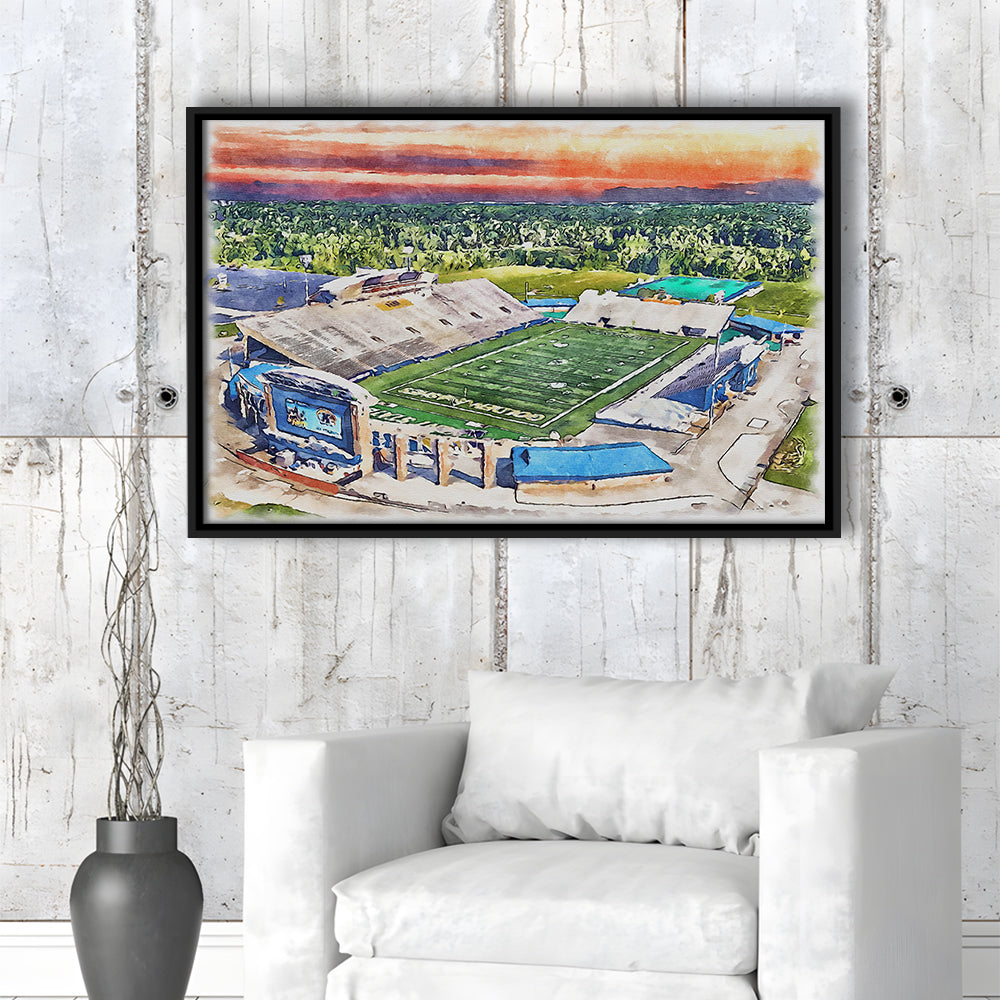 Dix Painting Stadium Watercolor, Kent Ohio Watercolor, Sport Gift Art, Framed Canvas Print Wall Art