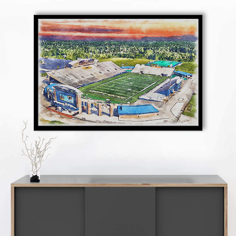 Dix Painting Stadium Watercolor, Kent Ohio Watercolor, Sport Gift Art, Framed Art Print Wall Decor