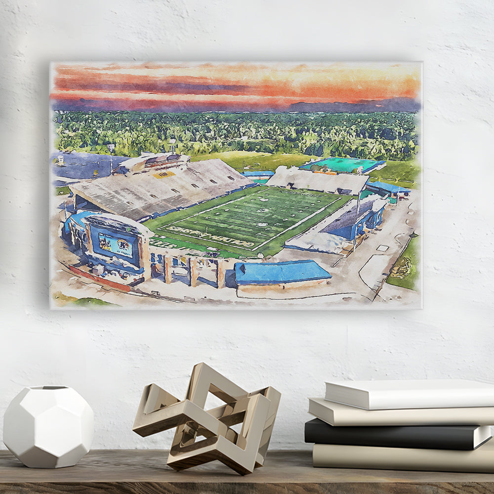 Dix Painting Stadium Watercolor, Kent Ohio Watercolor, Sport Art, Gifts for him, Canvas Print Wall Art