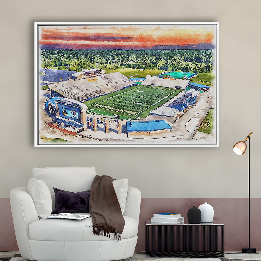Dix Painting Stadium Watercolor, Kent Ohio Watercolor, Sport Gift Art, Framed Canvas Print Wall Art