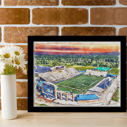 Dix Painting Stadium Watercolor, Kent Ohio Watercolor, Sport Gift Art, Framed Art Print Wall Decor
