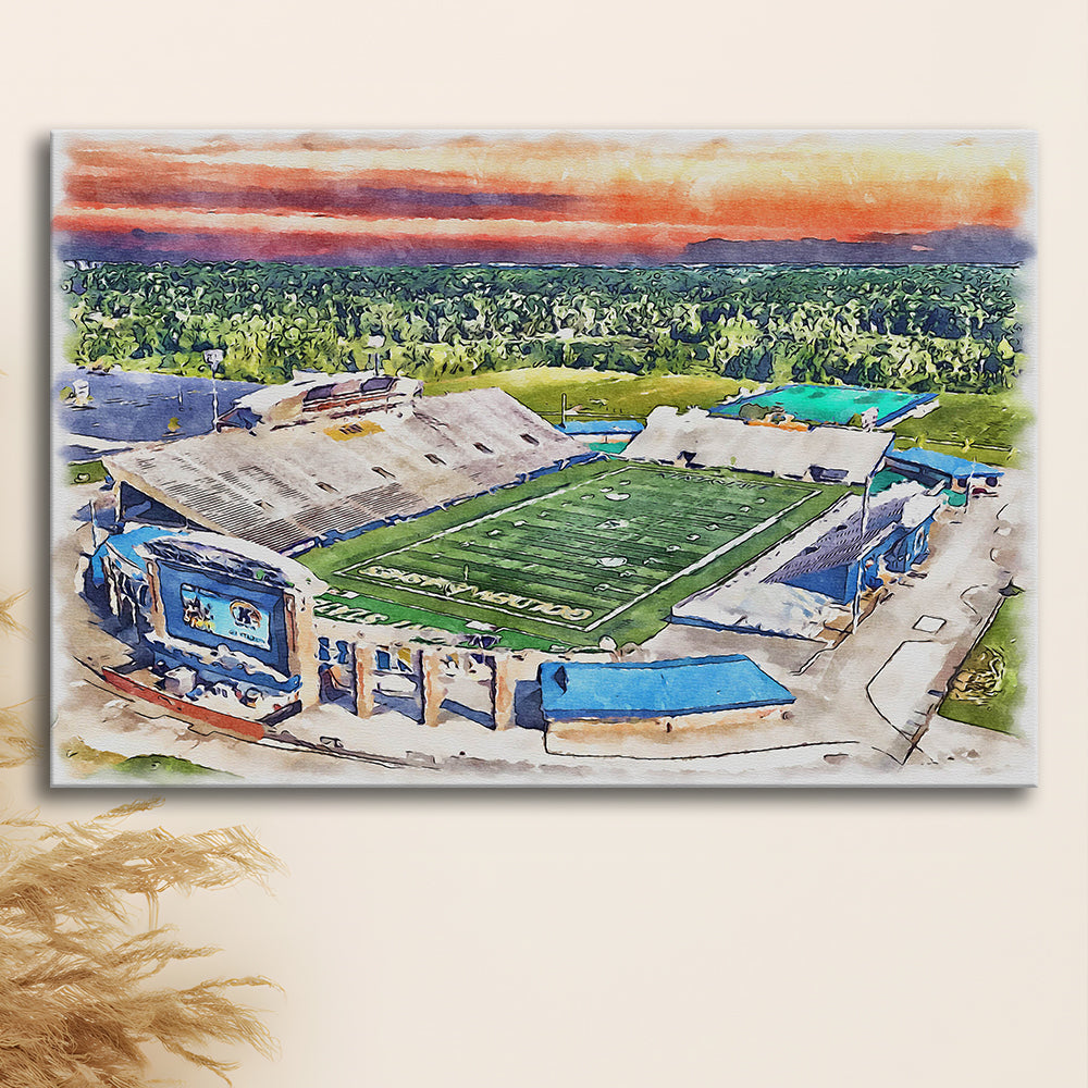 Dix Painting Stadium Watercolor, Kent Ohio Watercolor, Sport Art, Gifts for him, Canvas Print Wall Art