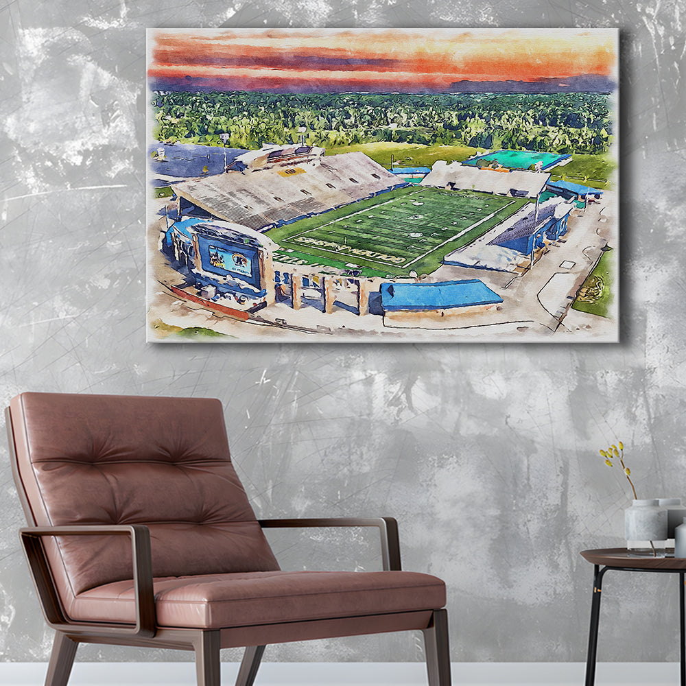 Dix Painting Stadium Watercolor, Kent Ohio Watercolor, Sport Art, Gifts for him, Canvas Print Wall Art