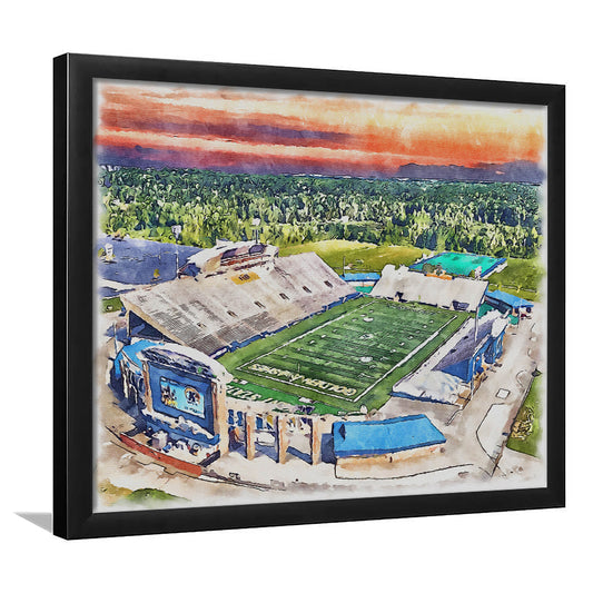 Dix Painting Stadium Watercolor, Kent Ohio Watercolor, Sport Gift Art, Framed Art Print Wall Decor