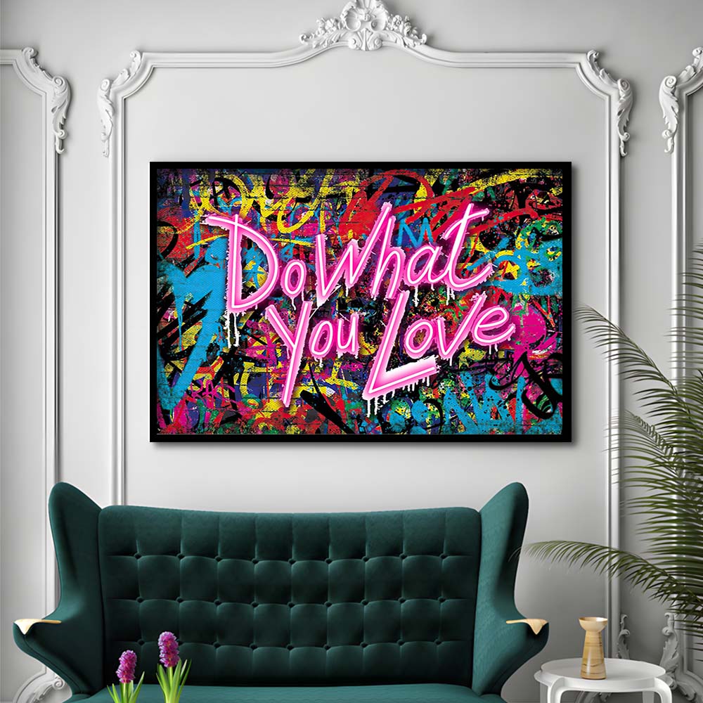 Do What You Love Art Print, Framed Art Print Wall Decor, Neon Art Print, Picture Framed