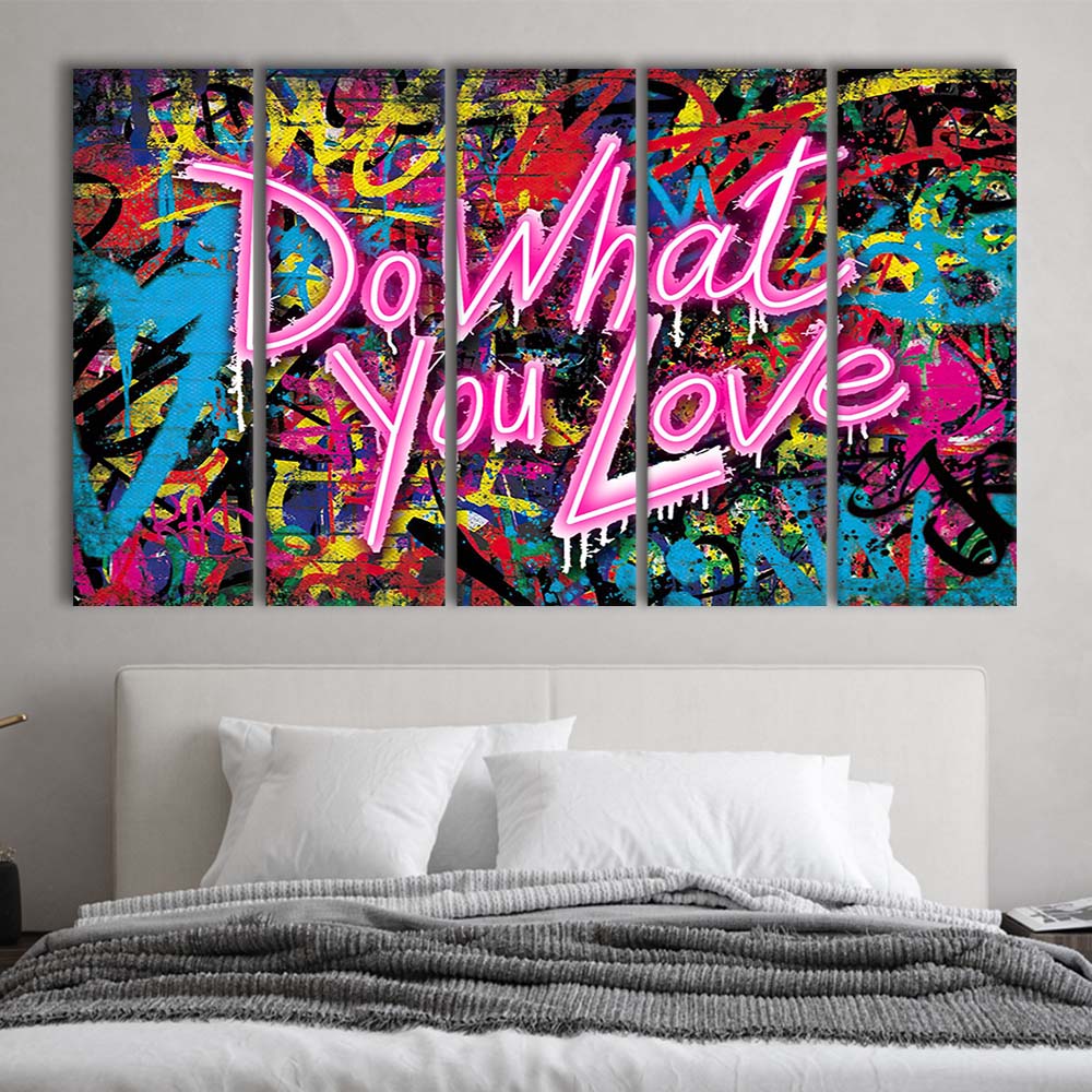 Do What You Love Art Print, Extra Large 5 Panels Multi Canvas Print Wall Art, Home Decor