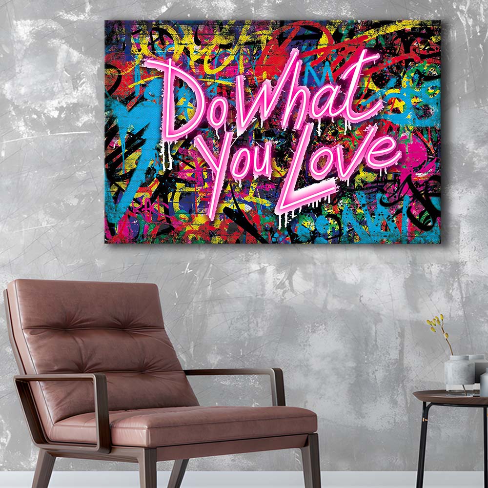 Do What You Love Art Print, Canvas Print Wall Art, Wall Decor, Neon Effect Art