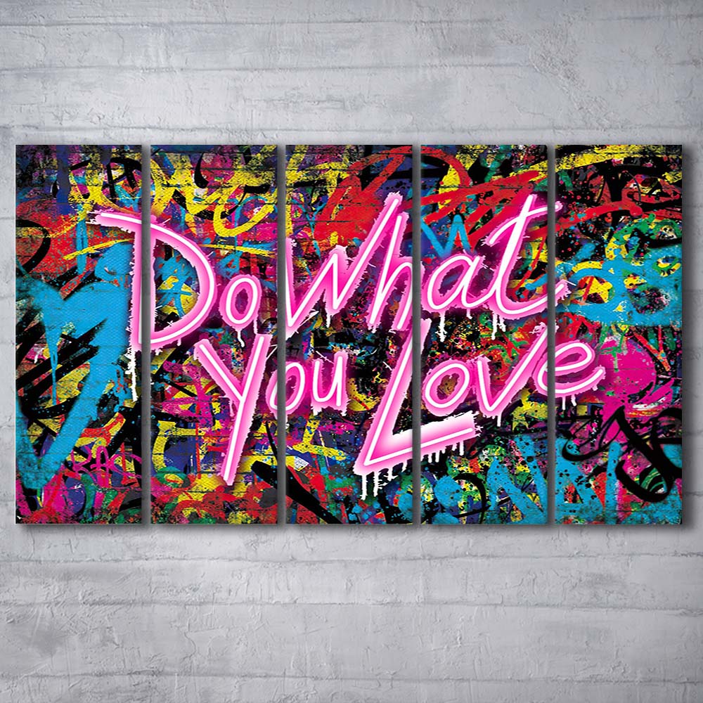 Do What You Love Art Print, Extra Large 5 Panels Multi Canvas Print Wall Art, Home Decor