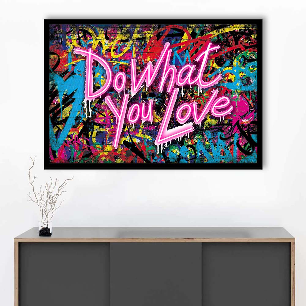 Do What You Love Art Print, Framed Art Print Wall Decor, Neon Art Print, Picture Framed