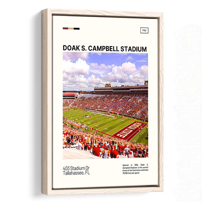 Doak S. Campbell Stadium Print, FSU Seminoles Stadium Canvas Art, Man Cave Gift, Floating Framed Canvas Print Wall Art