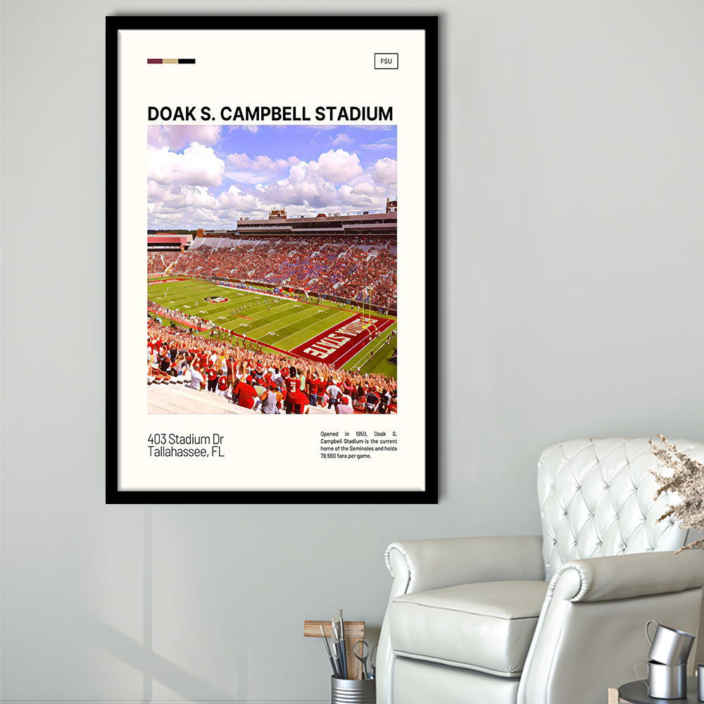 Doak S. Campbell Stadium Print, FSU Seminoles Stadium Art, Gifts for him, Sport Art, Framed Art Print Wall Decor