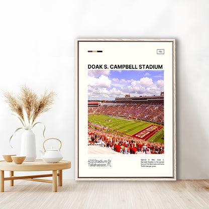 Doak S. Campbell Stadium Print, FSU Seminoles Stadium Canvas Art, Man Cave Gift, Floating Framed Canvas Print Wall Art