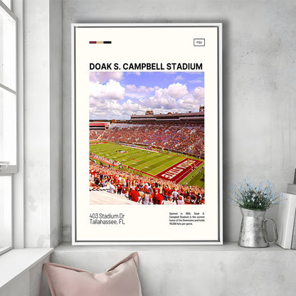 Doak S. Campbell Stadium Print, FSU Seminoles Stadium Canvas Art, Man Cave Gift, Floating Framed Canvas Print Wall Art