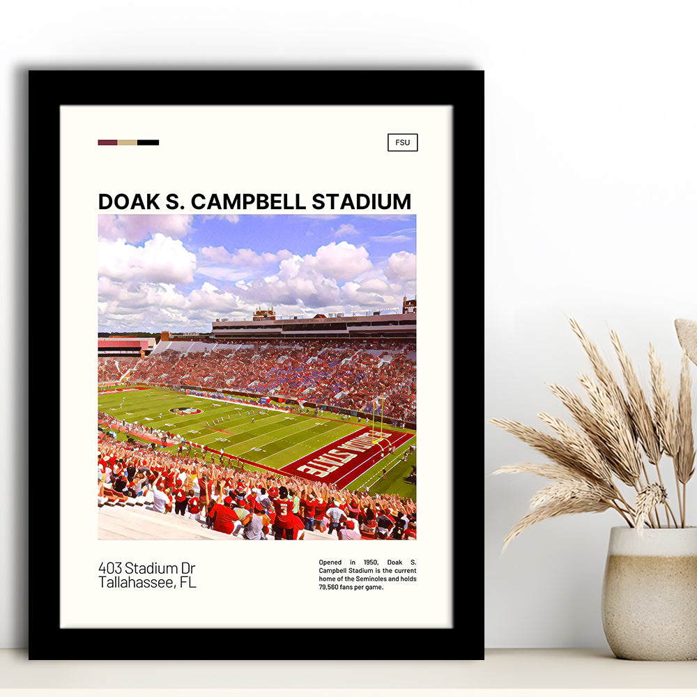 Doak S. Campbell Stadium Print, FSU Seminoles Stadium Art, Gifts for him, Sport Art, Framed Art Print Wall Decor