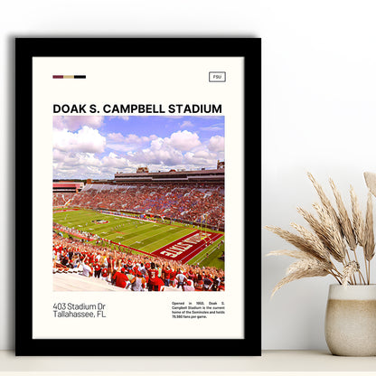 Doak S. Campbell Stadium Print, FSU Seminoles Stadium Art, Gifts for him, Sport Art, Framed Art Print Wall Decor