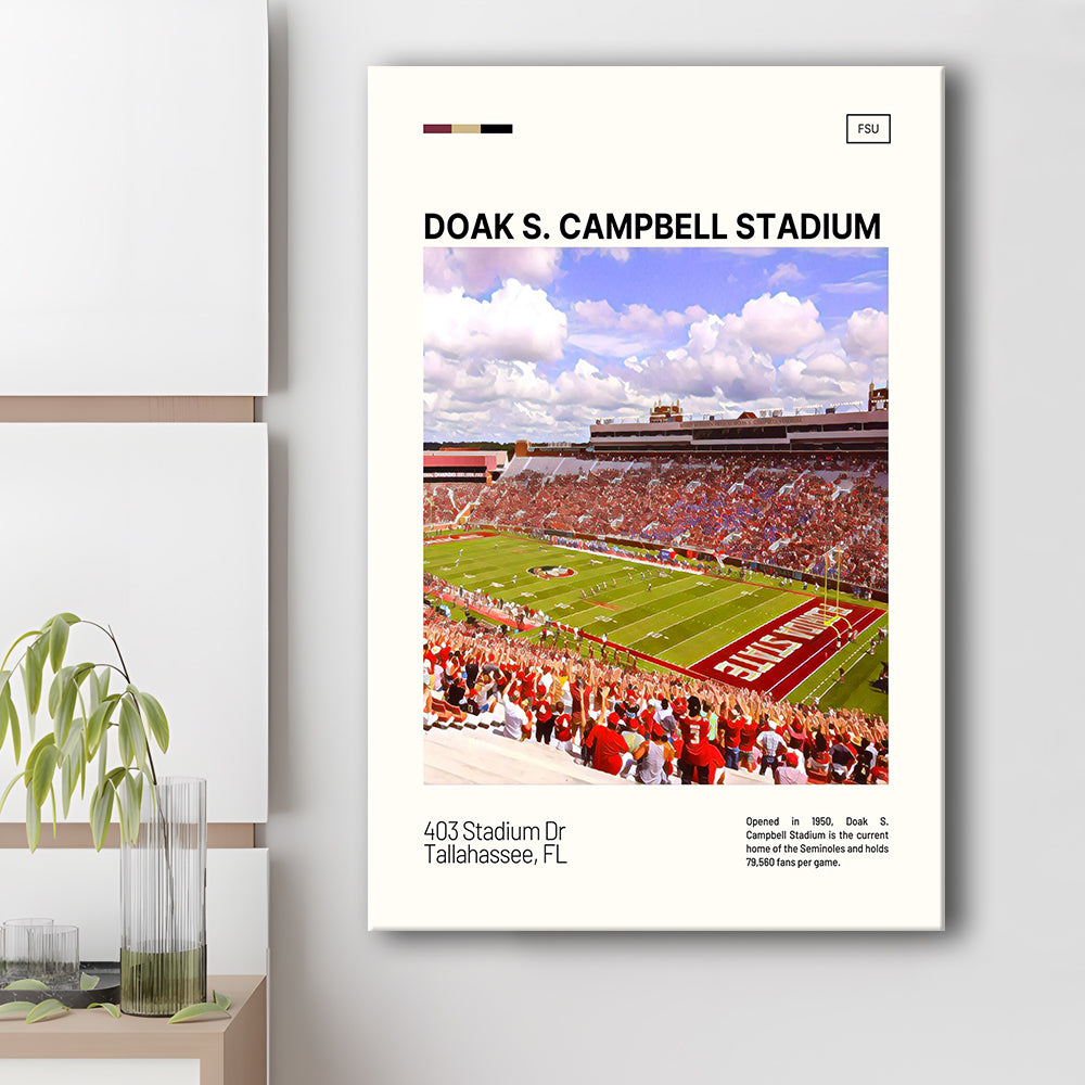 Doak S. Campbell Stadium Print, FSU Seminoles Stadium Canvas Art, Fan Gifts, Sport Art, Canvas Print Wall Art