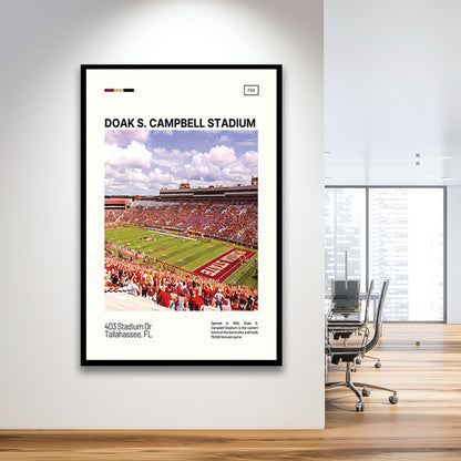 Doak S. Campbell Stadium Print, FSU Seminoles Stadium Art, Gifts for him, Sport Art, Framed Art Print Wall Decor