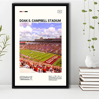 Doak S. Campbell Stadium Print, FSU Seminoles Stadium Canvas Art, Man Cave Gift, Floating Framed Canvas Print Wall Art