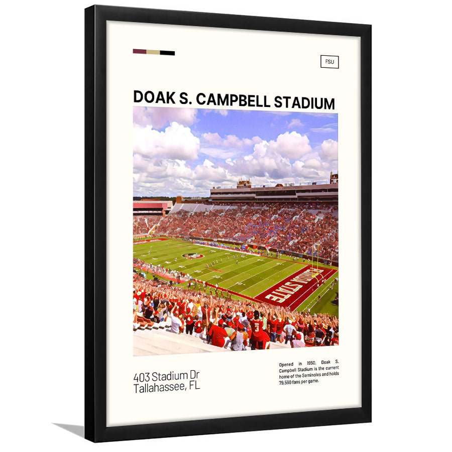 Doak S. Campbell Stadium Print, FSU Seminoles Stadium Art, Gifts for him, Sport Art, Framed Art Print Wall Decor