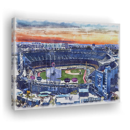Dodger Stadium, Los Angeles Dodgers Watercolor, Sport Art, Gifts for him, Canvas Print Wall Art