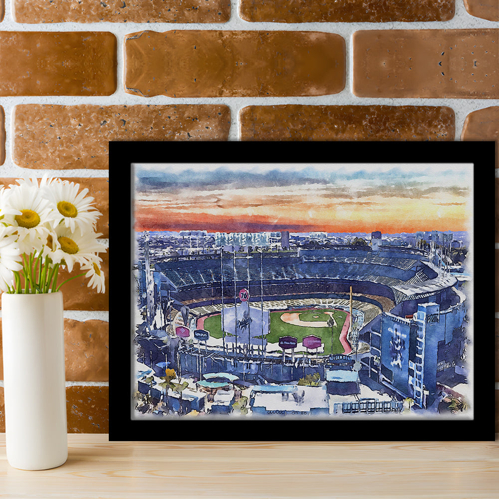 Dodger Stadium, Los Angeles Dodgers Watercolor, Sport Gift Art, Framed Art Print Wall Decor