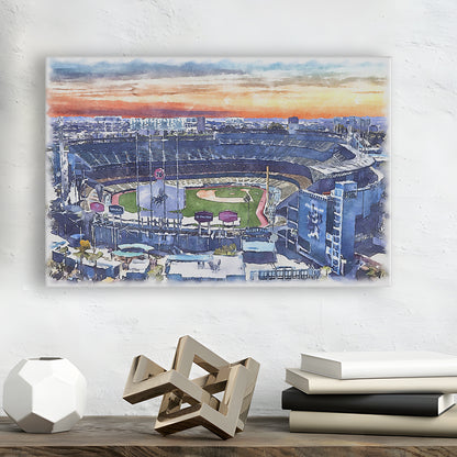 Dodger Stadium, Los Angeles Dodgers Watercolor, Sport Art, Gifts for him, Canvas Print Wall Art