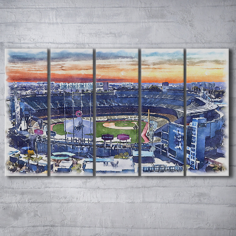 Dodger Stadium, Los Angeles Dodgers Watercolor, Sport Art, Extra Large Canvas Print Wall Art