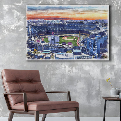 Dodger Stadium, Los Angeles Dodgers Watercolor, Sport Art, Gifts for him, Canvas Print Wall Art