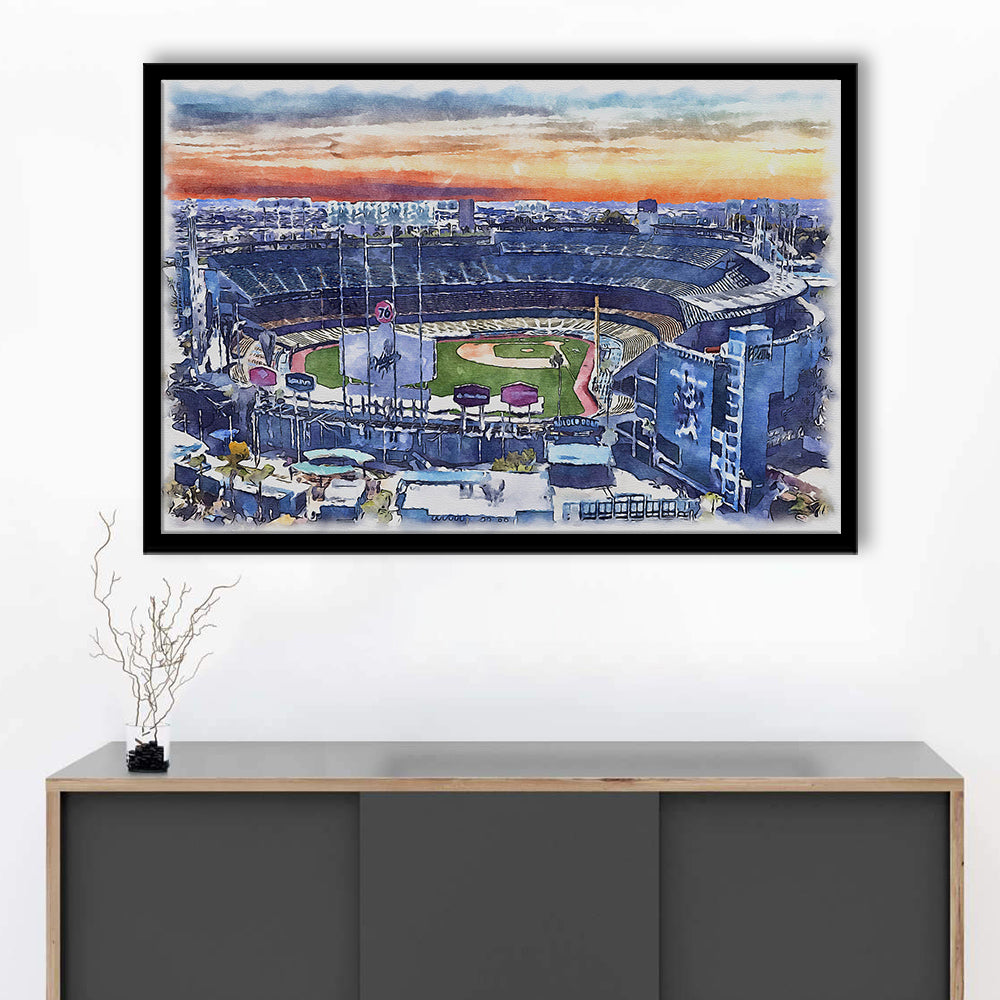 Dodger Stadium, Los Angeles Dodgers Watercolor, Sport Gift Art, Framed Art Print Wall Decor