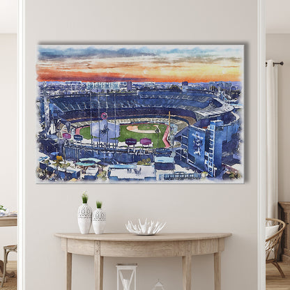 Dodger Stadium, Los Angeles Dodgers Watercolor, Sport Art, Gifts for him, Canvas Print Wall Art