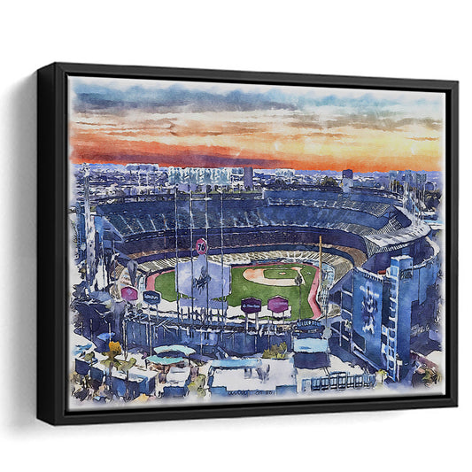 Dodger Stadium, Los Angeles Dodgers Watercolor, Sport Gift Art, Framed Canvas Print Wall Art