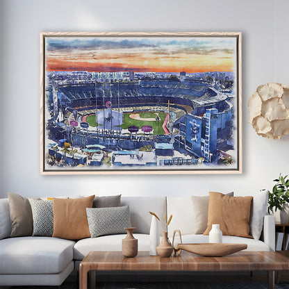 Dodger Stadium, Los Angeles Dodgers Watercolor, Sport Gift Art, Framed Canvas Print Wall Art