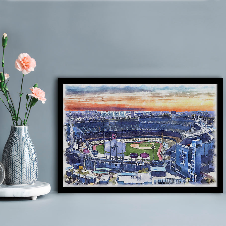 Dodger Stadium, Los Angeles Dodgers Watercolor, Sport Gift Art, Framed Art Print Wall Decor