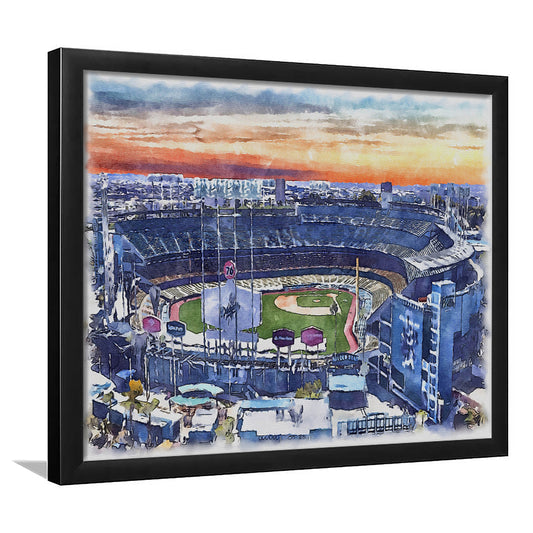 Dodger Stadium, Los Angeles Dodgers Watercolor, Sport Gift Art, Framed Art Print Wall Decor