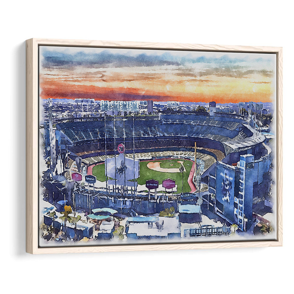Dodger Stadium, Los Angeles Dodgers Watercolor, Sport Gift Art, Framed Canvas Print Wall Art