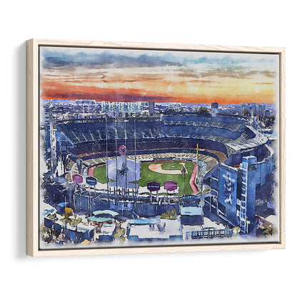 Dodger Stadium, Los Angeles Dodgers Watercolor, Sport Gift Art, Framed Canvas Print Wall Art